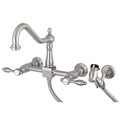 Tudor KS1248TALBS 8" Centerset Wall Mount Kitchen Faucet with Brass Sprayer KS1248TALBS